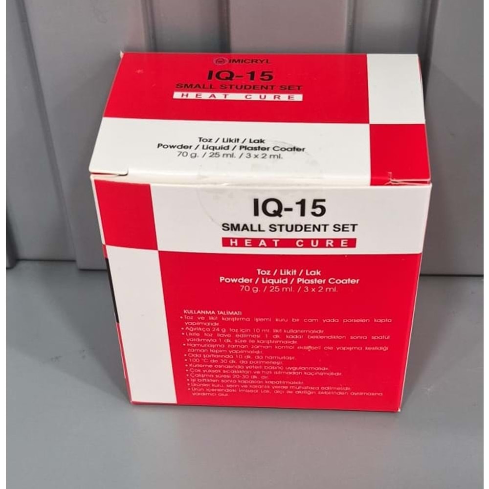 SICAK AKRİLİK TAKIM- IQ-15 SMALL STUDY KIT 70GR POWDER + 25ML LIQUID RENK: NO:2 IFU: A IMI3:A LOT:P716 BARCODE:8682190606754 EXP:03.12.2028