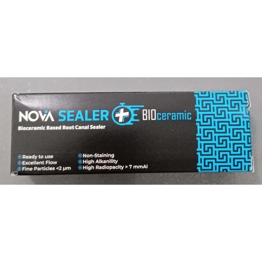 NOVA SEALER PLUS BIOCERAMIC ROOT CANAL SEALER 4 X 2.2 GR SYRINGE / USING APPLICATORS IFU: A IMI3:A UÇ SAYISI: UÇ MAVİ ELEPHANT 20 IMI:ADA0 LOT: T783 BARCODE: 8682190673749 ÜRT: 23/03/2026 SKT:23/03/2028