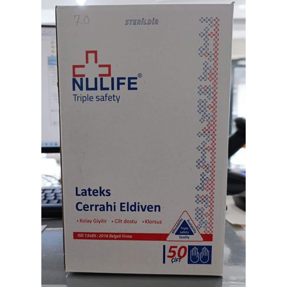 NULIFE - Powderfree - STERİL LATEKS CERRAHİ ELDİVEN, PUDRASIZ BEDEN:6,5