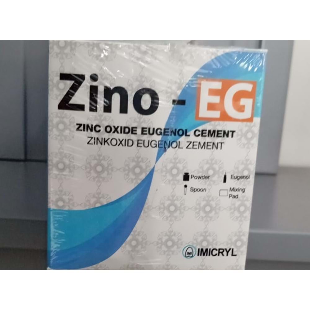 ZINO-EG ZINC OXIDE EUGENOL CEMENT 75GR/20ML IFU: A IMI3:A LOT:M373 BARCODE:8682190604330 EXP:11.09.2028