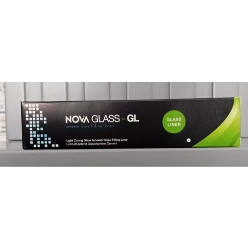 NOVA GLASS GL 2 G SYRINGE GLASS IONOMER LINER IFU: A IMI3:A UÇ SAYISI: UÇ SİYAH METAL 5 IMI:1+2:HA LOT:M491 BARCODE:8682190602732 EXP:16.09.2028