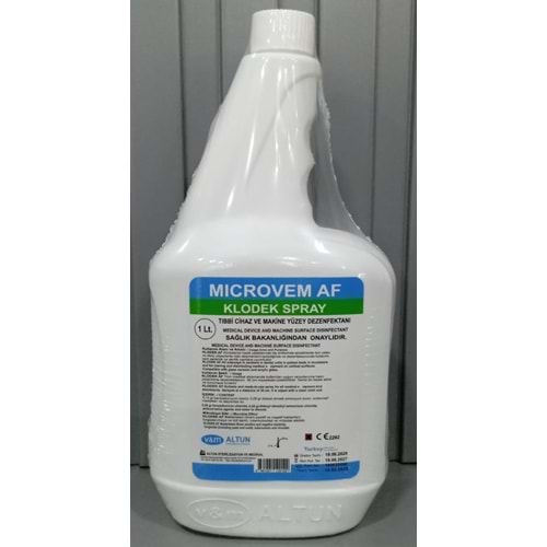 MICROVEM AF KLODEK SPRAY YÜZEY DEZENFEKTANI 08681221120122 Lot/Batch Numarası:190625006 19/06/2027