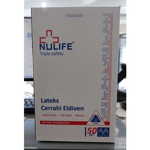 STERİL LATEX CERRAHİ 7 NUMARA PUDRASIZ ELDİVEN 50 Lİ