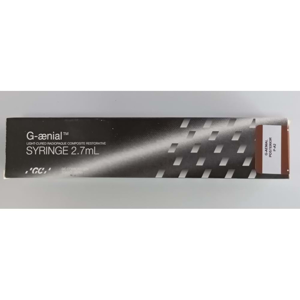 GC G-AENIAL ANTERIOR KOMPOZİT P-A2,-Işıkla polimerize olan Posterior kompozit şırınga 15400556005207 Lot/Batch Numarası:251003A ÜRT:02/10/2025 SKT:02/10/2028